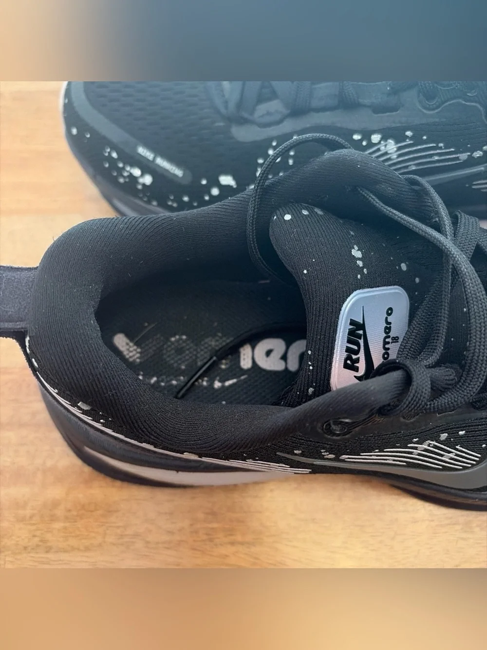 Nike Black Running Shoes with White Speckle Accents